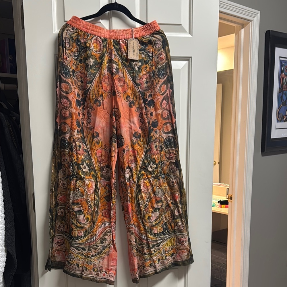 Natural Life Wide Leg Orange and Black Pants